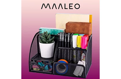 Organizator na biurko - 6 przegródek - czarny