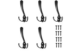 Wieszak ścienny meblowy czarny – zestaw 5 sztuk