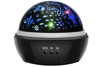 LED nocna lampa z projektorem obrazków - czarna