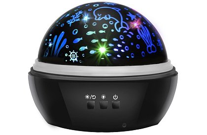 LED nocna lampa z projektorem obrazków - czarna