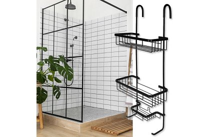 Półka wisząca do łazienki - czarna