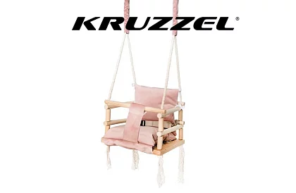 Drewniana huśtawka dla dzieci – różowa