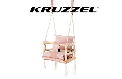 Drewniana huśtawka dla dzieci – różowa