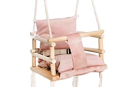 Drewniana huśtawka dla dzieci – różowa