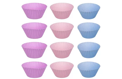 Teflonowa blacha do pieczenia na muffiny + 12 silikonowych foremek