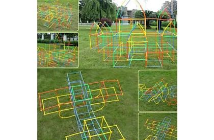 Kolorowy zestaw konstrukcyjny z rurkami 408 szt. – kreatywna gra dla dzieci