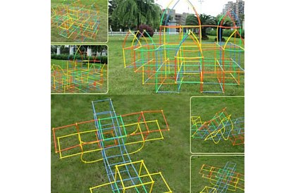 Kolorowy zestaw konstrukcyjny z rurkami 408 szt. – kreatywna gra dla dzieci