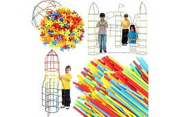 Kolorowy zestaw konstrukcyjny z rurkami 408 szt. – kreatywna gra dla dzieci