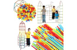 Kolorowy zestaw konstrukcyjny z rurkami 408 szt. – kreatywna gra dla dzieci