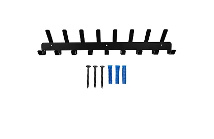 Wieszak ścienny na kurtki i płaszcze – czarny, 17 haków