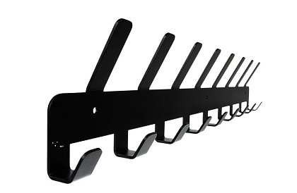 Wieszak ścienny na kurtki i płaszcze – czarny, 17 haków