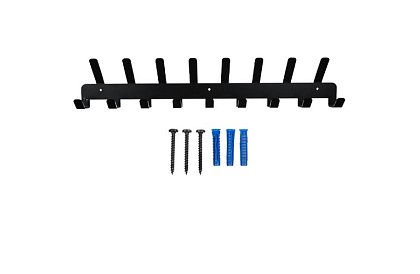 Wieszak ścienny na kurtki i płaszcze – czarny, 17 haków