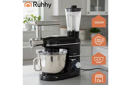 Robot kuchenny 1500 W RUHHY 3 w 1 z mikserem i maszynką do mięsa – misa 6,2 l