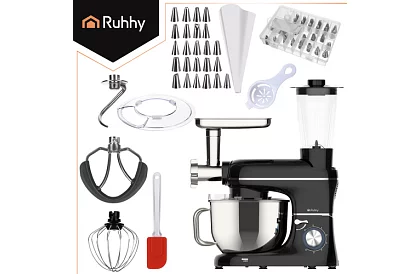 Robot kuchenny 1500 W RUHHY 3 w 1 z mikserem i maszynką do mięsa – misa 6,2 l