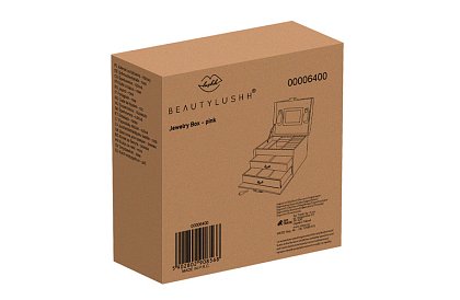 Elegancka szkatułka na biżuterię – różowa z zamkiem i satynowym wykończeniem