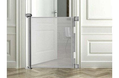 Wysuwana roleta zabezpieczająca do drzwi – szara - 157 cm