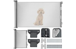 Wysuwana roleta zabezpieczająca do drzwi – szara - 157 cm