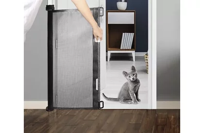 Wysuwana roleta zabezpieczająca do drzwi – czarna – 157 cm