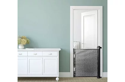 Wysuwana roleta zabezpieczająca do drzwi – czarna – 157 cm