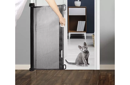 Wysuwana roleta zabezpieczająca do drzwi – czarna – 157 cm