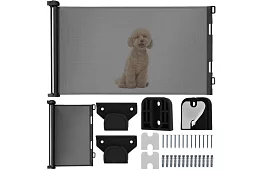 Wysuwana roleta zabezpieczająca do drzwi – czarna – 157 cm