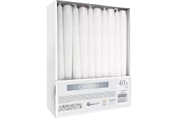 Biała stożkowa świeca 24,5x2,3 cm – zestaw 40 szt.