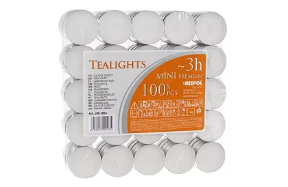 Świece herbaciane białe – czas palenia 3 godz. - opakowanie 100 szt.