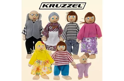 Drewniane lalki do domku dla dzieci – 7 szt.