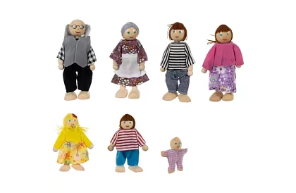 Drewniane lalki do domku dla dzieci – 7 szt.