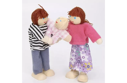 Drewniane lalki do domku dla dzieci – 7 szt.