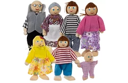 Drewniane lalki do domku dla dzieci – 7 szt.