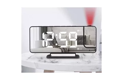 Zegar lustrzany z budzikiem i projektorem