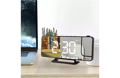 Zegar lustrzany z budzikiem i projektorem