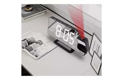 Zegar lustrzany z budzikiem i projektorem