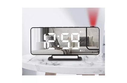Zegar lustrzany z budzikiem i projektorem