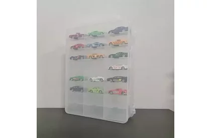 Plastowa walizka - organizer na samochodziki