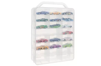 Plastowa walizka - organizer na samochodziki