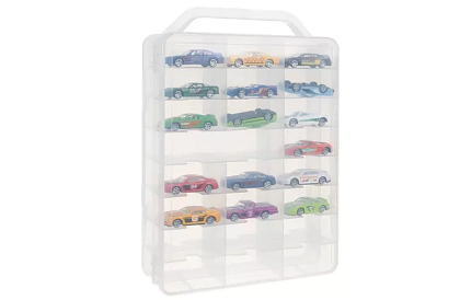 Plastowa walizka - organizer na samochodziki