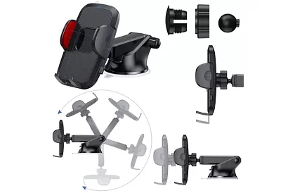 Uchwyt telefonu do samochodu z przyssawką -  4 - 7 cali