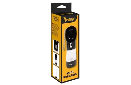 Butelka podróżna na wodę dla psów z miseczką na smakołyki