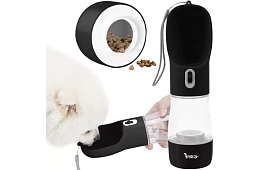 Butelka podróżna na wodę dla psów z miseczką na smakołyki