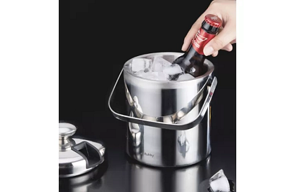 Zbiornik na lód 1,3 litra – wiadro z pokrywką i szczypcami