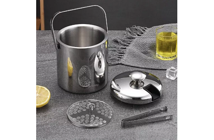 Zbiornik na lód 1,3 litra – wiadro z pokrywką i szczypcami