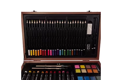 Zestaw do malowania w drewnianym etui – 130 elementów