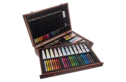 Zestaw do malowania w drewnianym etui – 130 elementów