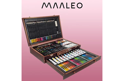 Zestaw do malowania w drewnianym etui – 130 elementów