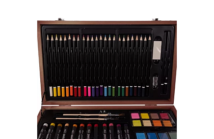 Zestaw do malowania w drewnianym etui – 130 elementów