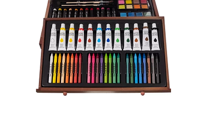 Zestaw do malowania w drewnianym etui – 130 elementów