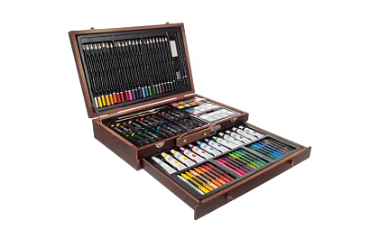 Zestaw do malowania w drewnianym etui – 130 elementów