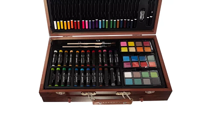 Zestaw do malowania w drewnianym etui – 130 elementów